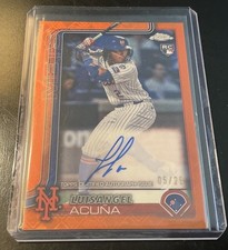 2025 Topps Chrome Logofractor LUISANGEL ACUNA Rookie Auto Orange #/25 Mets RC 