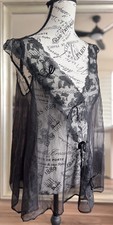 vtg 70s reasure from california by faris black sheer lace baby doll nightgown