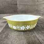 Vintage Pyrex 471 Spring Blossom Green Crazy Daisy 1 Pint Casserole Dish Bowl