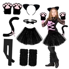 8 Pcs Halloween Cat Costume M tights size 35inch-43inch Black and Black