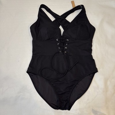 SHAPELLX Women One Piece Swimsuits Tummy Control Bathing Built-in Bra V Neck XXL