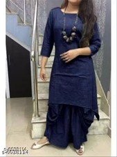 Indian Readymad Party Festive Wedding Rayon Kurta with dhoti Set for Women's Gif