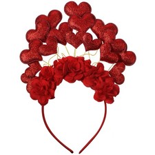 Valentines Heart Headband Rose Floral Crown Flower Crown Shiny Rose Headband for