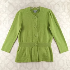 Ann Taylor Cashmere Green Cardigan Sweater Womens Small Green