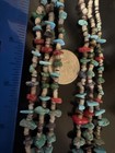 Red Coral Turquoise Puka Shell And Heishi Triple Strand Necklace — photo 8