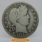 1911-D Barber Silver Quarter - #C58655NQ