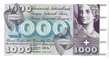 Switzerland 1000 FRANCS Rare 1967 Swiss Paper Money FRANC BANK NOTE