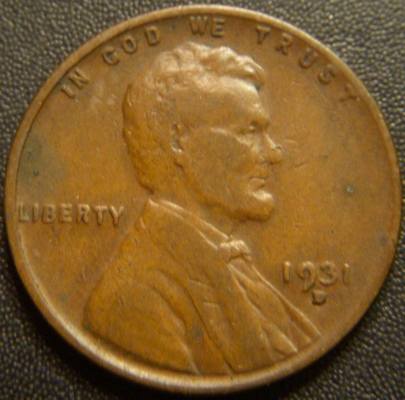 1931-D Lincoln Cent - Partial Ear, Most of the Line Details Show on the Stalks