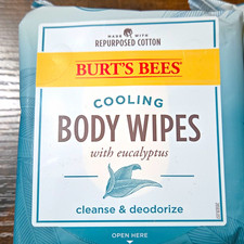 Burt's Bees Cooling Body Wipes with Eucalyptus, 30 Pre-Moistened Wipes. 2 Packs