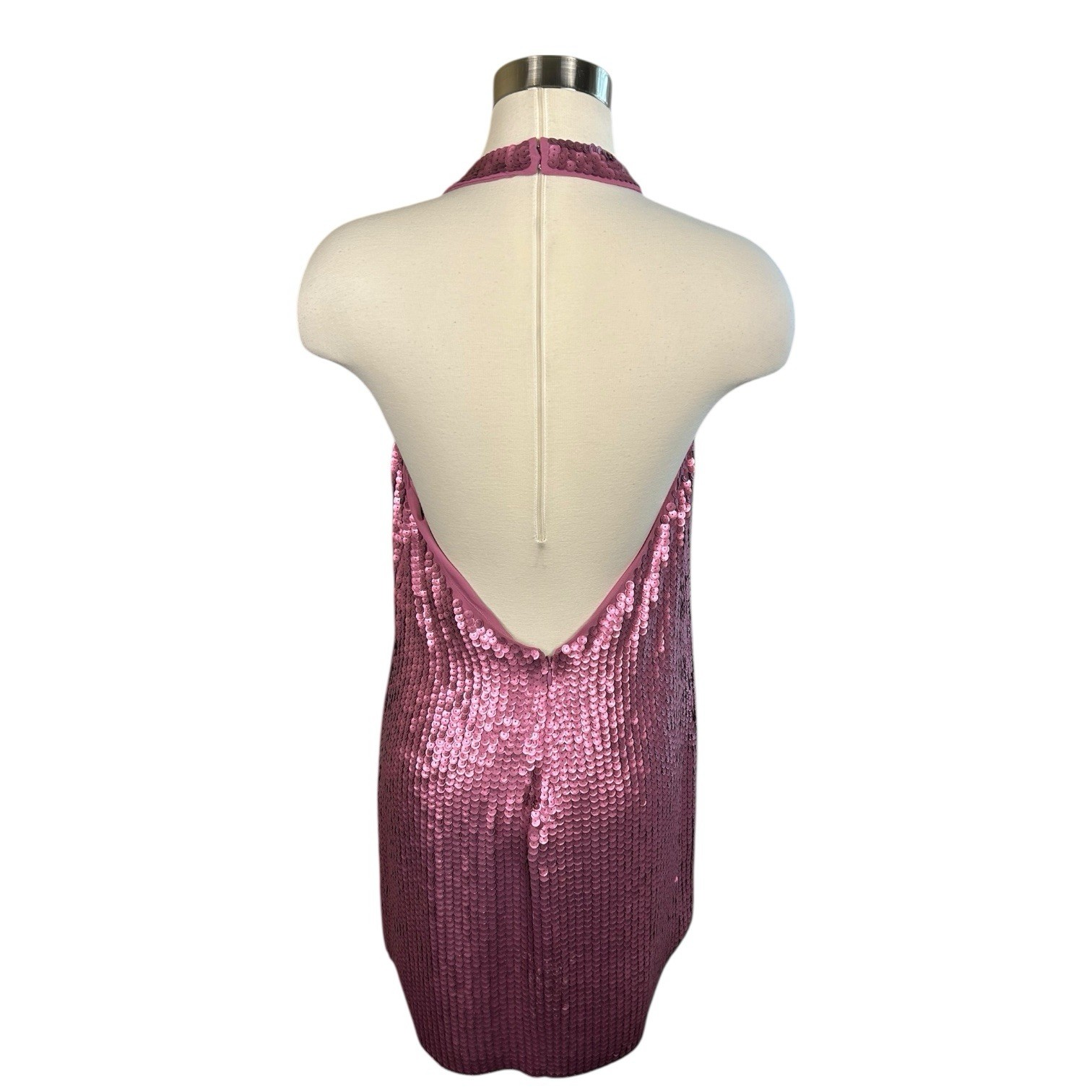 Express Sequin Halter Open Back Mini Shift Dress … - image 6