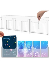 Sherr Acrylic Brochure Pamphlet Holder Wall Mount 26.7'' x 7'' Clear Magazine...