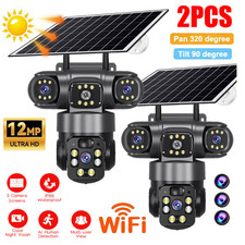 3 Lens 12MP Solar Battery Home Security Camer...