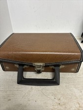 Vintage Cassette Tape Carrying Case 12 Slot Holder Faux Leather BMI Brown Tote