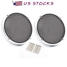 2PCS Chrome 6.5" Saddlebag Lid Speaker Grill Cover For Harley Touring 1983-22