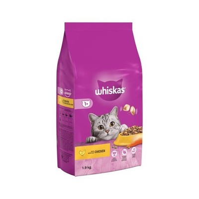  Whiskas 1+ Adult Katzentrockenfutter mit Huhn - 1,9 kg Beutel