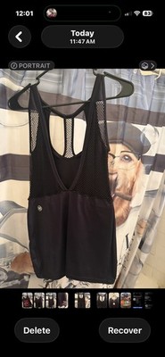 HIPKINI brazil Women s Black Mesh Racerback V-Neck Tank Top M Rock Theme