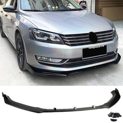 Fit For VW Passat B7 Front Bumper Spoiler Splitter Lip Glossy Black 2012-2015