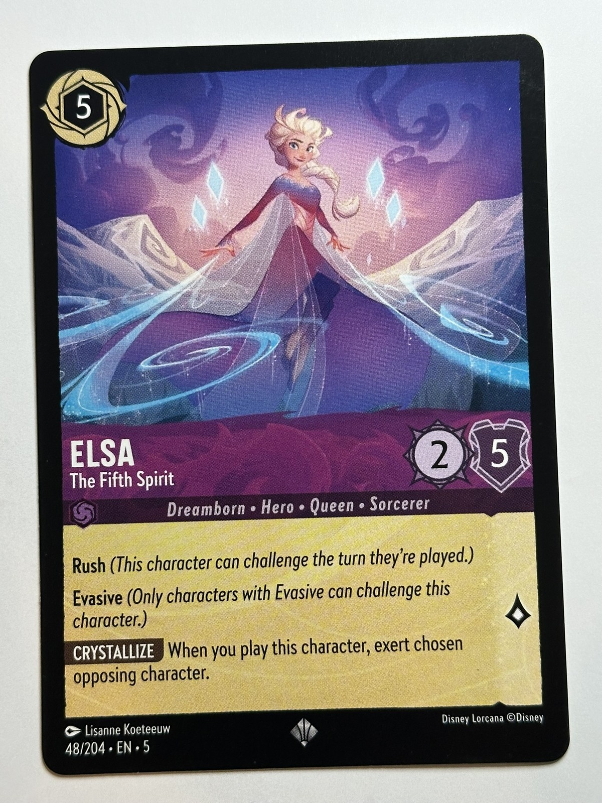 Elsa - The Fifth Spirit Super Rare Shimmering Skies 48/204 NM Lorcana Card