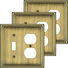6 Pack Duplex Outlet Covers Wall Plates, 1 6 Pack, Antique Brass