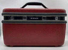 Vintage Red Samsonite Silhouette Hard Shell Train Cosmetic Makeup Case Luggage