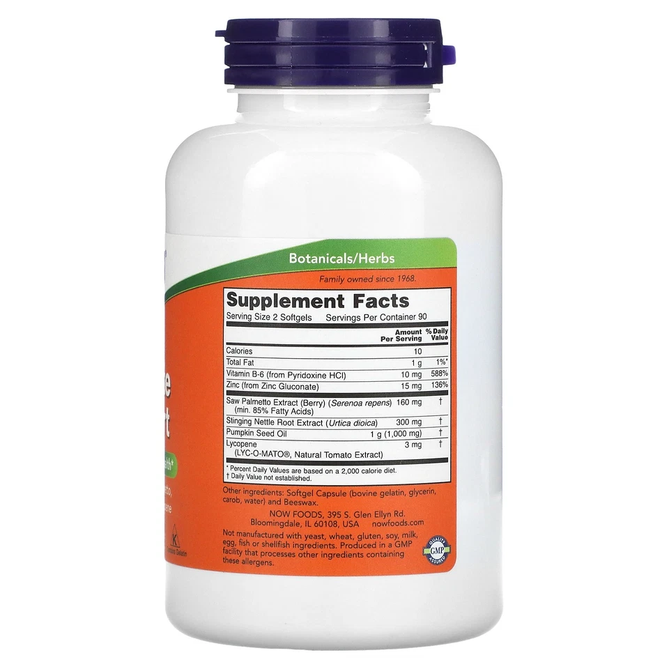 Now Foods Prostate Support 180 cápsulas blandas calidad GMP asegurada Foto 2 de 2