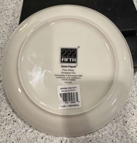 222 Fifth Serene Peacock 7 3/4” Salad Plate - Picture 2 of 3