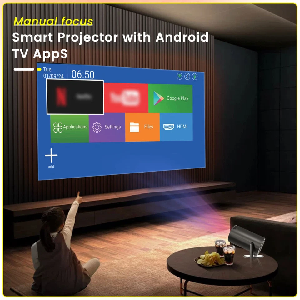 Portable 4K Mini Projector 10000 Lumen LED 1080P WiFi Bluetooth Home Theater US - Image 2 of 4