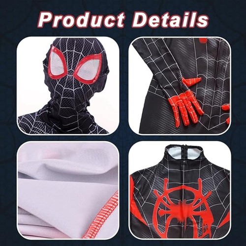 Boys Spiderman Costume Kids Fancy Dress Up Set Web Shooter Outfit Party Cosplay - Picture 2 of 6