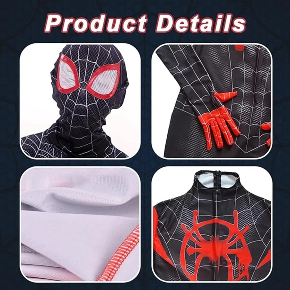 Kids Spiderman Costume Set w/ Web Shooter Boys Halloween Dress Up Party Outfit - Image 2 of 4