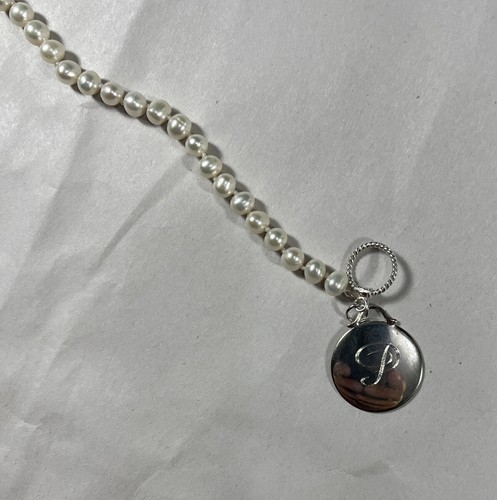 VINTAGE SILBER 925 PERLEN 8 ZOLL ARMBAND MIT "P" HÄNGEETIKETT - Bild 3 von 7