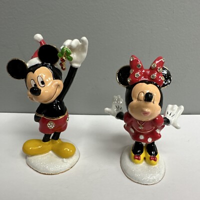Bejeweled Mickey Minnie Mistletoe Mouse Kiss Trinket Box Walt