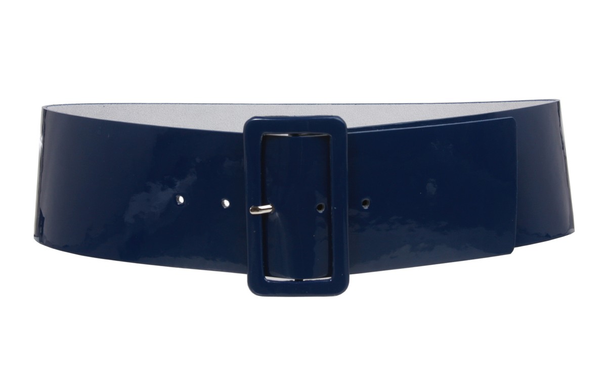 Women's High Waist Wide Patent fashion Square Belt | eBay