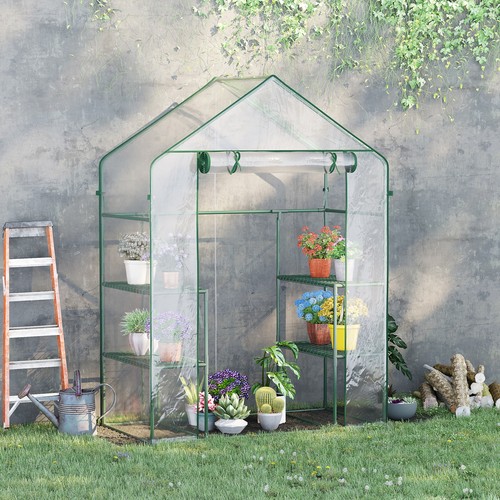 Outsunny 5' x 2.5' x 6.5' Mini Walk in Greenhouse Kit Portable Green House 3 Tie - Picture 2 of 9