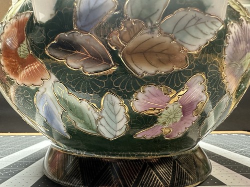 Vintage Asian Chinese Satsuma Hand Painted Tureen Soup Serving Plate Bowl Cover - Imagen 10 de 21