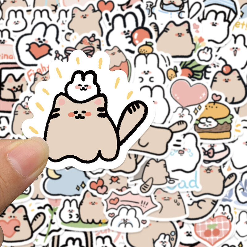 60Pcs Cartoon Sticker Cute Animal Decals Kids Toys DIY Scrapbook Car