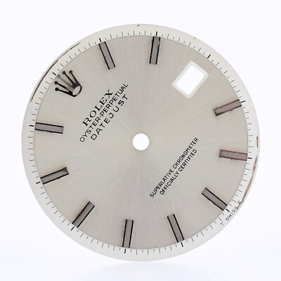 Rolex Genuine Factory Watch Dial 36mm Datejust Silver Slate Pie Pan 1600 1601