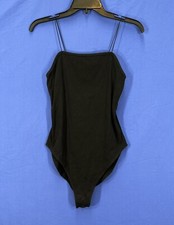 WILD FABLE Black STRETCH RIBBED KNIT Elastic Spaghetti Strap 1PC BODYSUIT TOP M