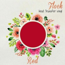 Flock Heat Transfer Vinyl RED HTV T-Shirt 20" Roll Iron On Heat Press