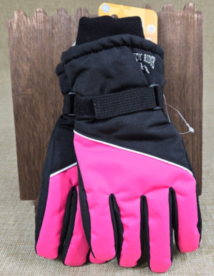 NEW Rustic Ridge Gloves Mens XL Black Pink Waterproof - Hook & Loop Wrist
