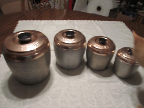 Set of Spun Aluminum Canisters w/ Copper Colored Lids
