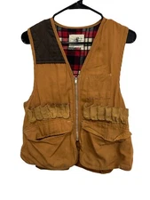 Vintage Black Sheep Hunting Vest Cotton Plaid Lining Pockets Ammo Storage Sz S