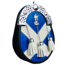 Scotland Flag Kilt Sporran St Andrew Badge 100 Leather Sporran With Chain Belt