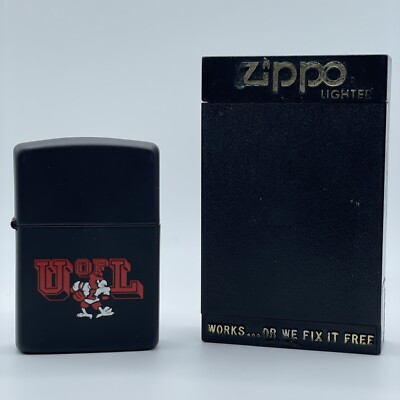 Vintage Matte Black U of L Louisville KY Zippo Lighter New Unfired Plastic Case