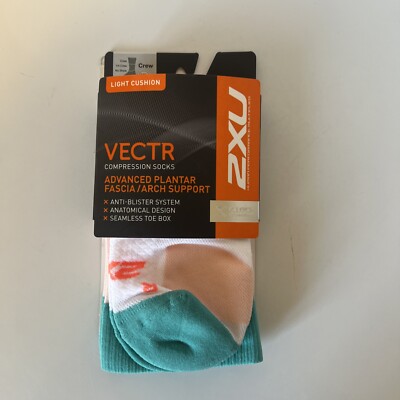 2XU Vectr Light Cushion Crew Sock Porcelain/Hyper Coral,