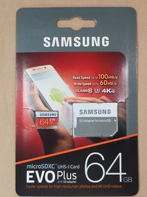 Samsung EVO Plus 64GB 100/MB/s Micro SDXC Memory Card with Adapter lot