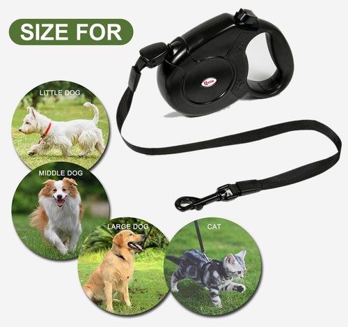 Dog Lead Leash Strong Retractable Extendable 8m Lockable Heavy 50kg Waste Bag - Picture 6 of 14