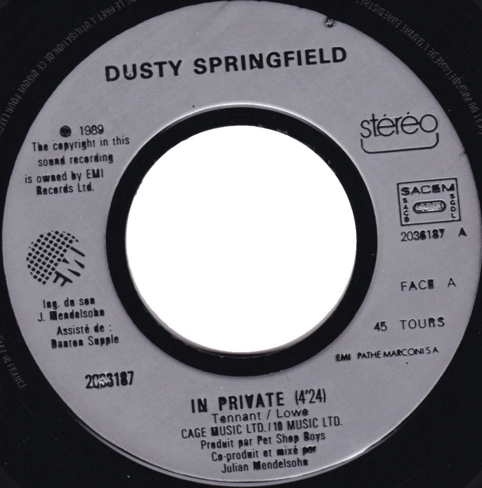 Dusty Springfield : In Private / In Private (Instrumental Version) - Photo 3/4