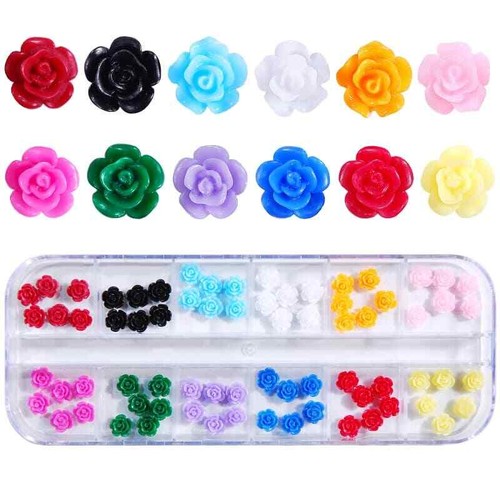 Nail Art Chain DIY Nail Accessor Set Polymer Clay 12 Grid Decor Pearl Flower - Picture 11 of 51