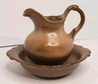 Frankoma Pitcher and Basin Set Color Satin Brown Plainsman Vintage USA 40A & 40B