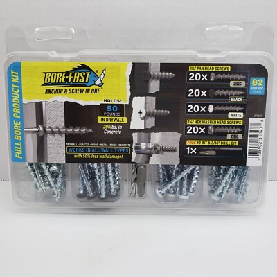 Hillman Bore-Fast Anchor & Screw In One ASSORTMENT 82 PC. KIT  #377637